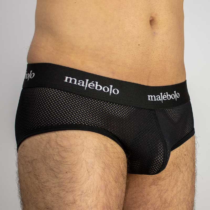 brief malla negro diagonal malebolo underwear